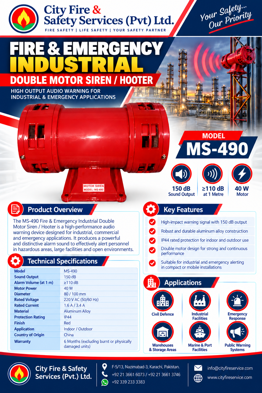 Fire Emergency Industrial Double Motor Siren / Hooter - Image 2